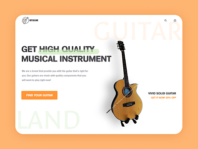 Guitarland - musical instrument shop design ecommerce hero section ui web design website