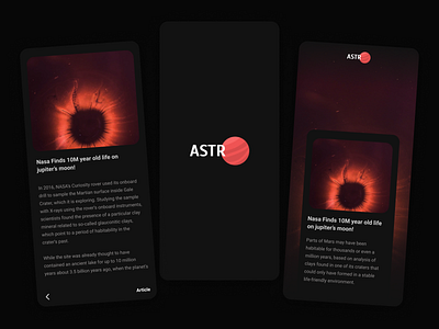 Astro - A astronomy blog app app app design app development blog app dark app design space app ui