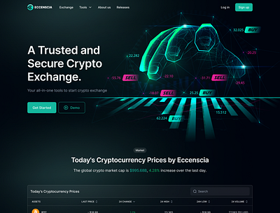 Eccenscia Crypto Trading Platform crypto landing page trading ui