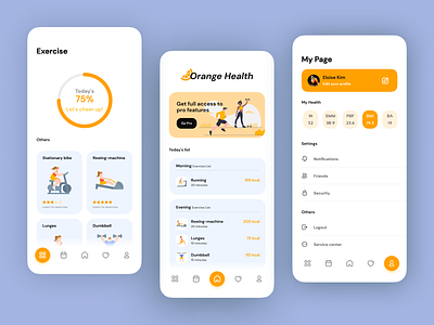 Mobile Design - Fitness Assistant App app clean design exercise fitness health mobile simple trendy ui ux