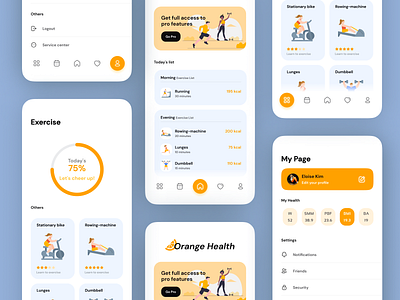 Mobile Design - Fitness Assistant App ui/ux app branding clean design exercise fitness health logo ui