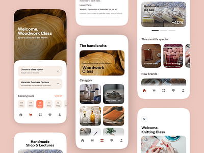 Mobile Design - "Handmade Shop & Lectures" App ui/ux