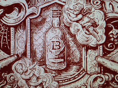Sketches with the monogram from previous shot label rococo line