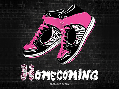 Alfred Banks | "Homecoming" Cover Art album art design digital graffiti hip hop illustration lettering music pink rap shoes single