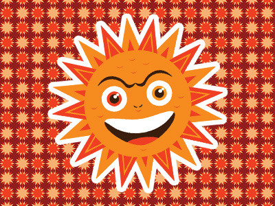 Sun art character design crazy flat funny goofy illustration pattern red sticker sun yellow