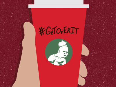 Get Over It cup flat get over it hand drawn lettering merry christmas starbucks red snow starbucks type typography wtf