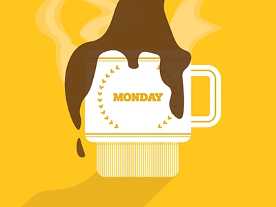 Mondays Be Like caffeine coffee cup design drink illustration monday morning tired vector yellow yum