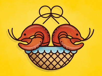 Happy Easter from Louisiana! crawfish design easter easter basket flat illustration line art louisiana new orleans pastel spring vector
