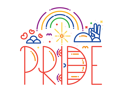 PRIDE bright color design flat gay illustration lgbt line art new orleans pride rainbow vector