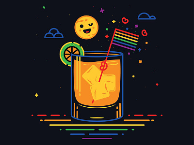 Happy last weekend of PRIDE! bright color design drink flat gay illustration lgbt line art pride rainbow vector