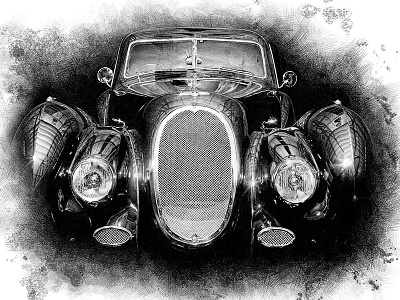 Black Bentley Front bentley british car chrome classic car detail drawing metal mirror photo realism realistic reflection vintage
