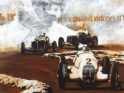Rudolf Caracciola2 car race old painting race race driver rust vintage art