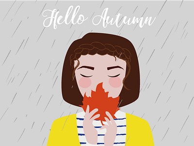 Hello Autumn 🍁 autumn character design fall illustration illustrator rain self portrait
