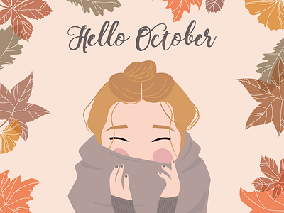 Hello October autumn character design fall illustration illustrator october