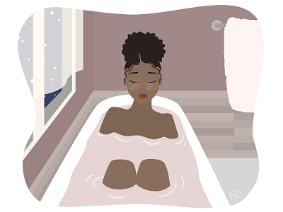 Hello bath time 🐙 bath bath time bathroom character design girl illustration illustrator women