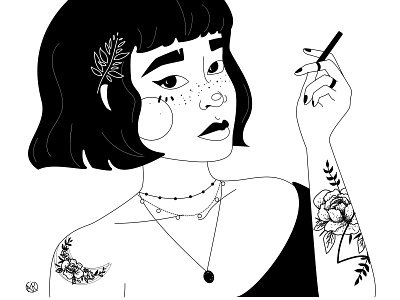 Moon girl 🌙 black black white character character design drawing girl illustration illustrator line lineart minimalism moon tatoo vector white