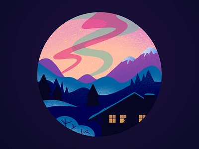 Aurora Borealis ✨ aurora borealis flat flatdesign gradient graphicdesign illustration mountain procreate purple simple sky snow stars sunset