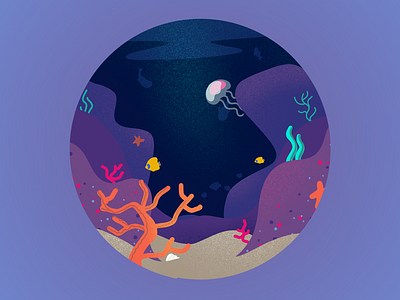 Ocean 🐠 colorful coral design flat gradient homepage illustration medusa ocean procreate purple violet