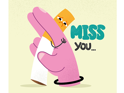 Miss You... character cigarette design graphic design illustration smoke the end vector