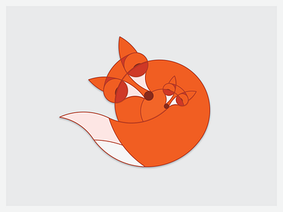 Fox baby cub fox geometric illustration kit mother parent pup vector wildlife