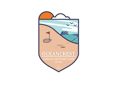 Oceancrest Golf Club branding design flat golf graphic design illustration logo minimal vector