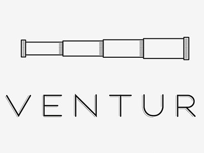 ...ventur... adventure fun city font grayscale houschka logo telescope