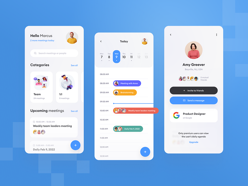 Meeting organizer – mobile app concept by G-Group.dev on Dribbble