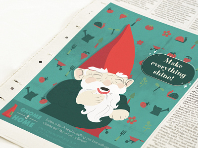 Gnome and Home ad ads advertisement gnome home illustration pattern print design texture typography