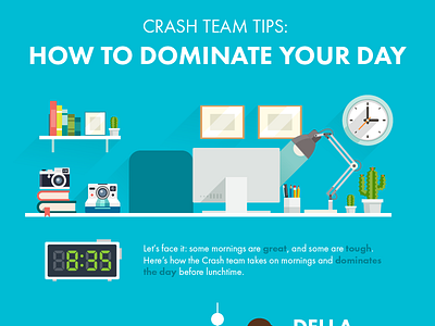 Crash Creative Dominate Your Day blog blog image crash dominate illustration mornings people