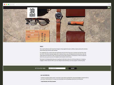 Ronin Watches Homepage clean homepage responsive watches website