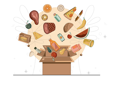 Full Grocery Box design illustration mobile app procreate ui vector