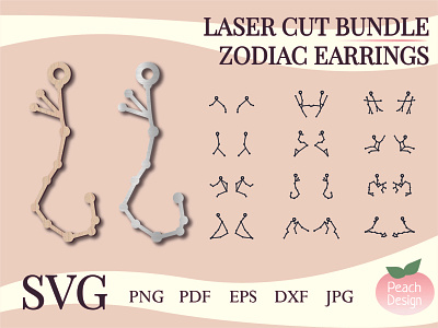 Laser Cut Zodiac Earrings cut design shop