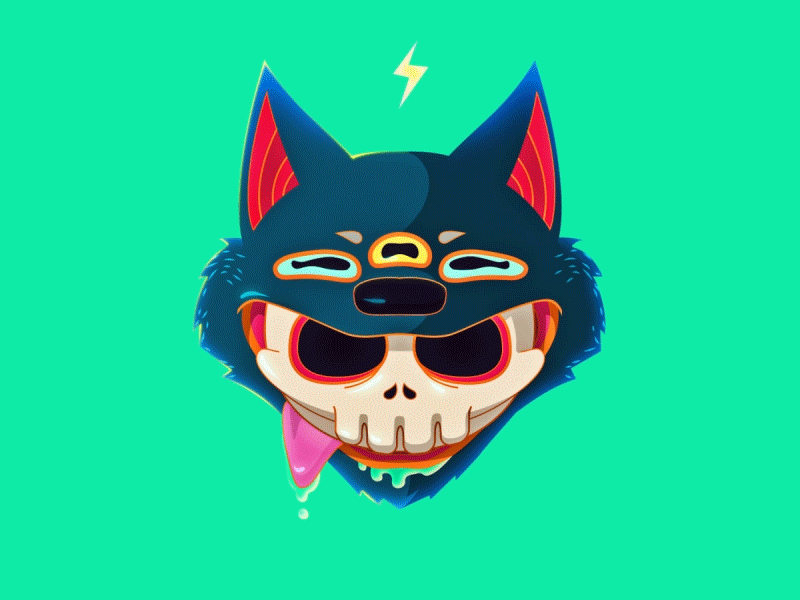 Wolf head bobbin' 2d animation aftereffects animation character animation gif illustration loop