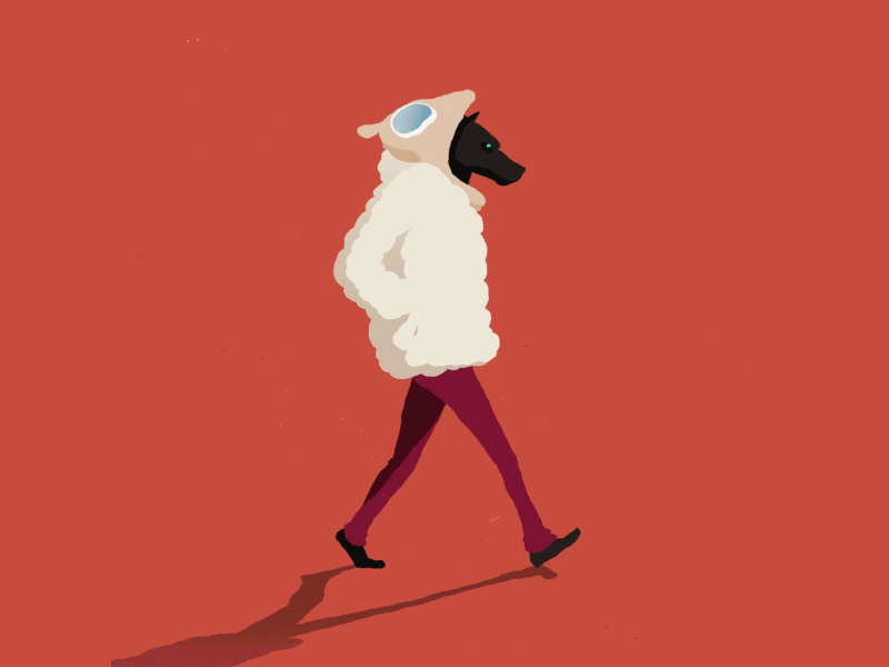 Wolf in sheep 2d animation aftereffects animation cell animation cellanimation character animation character design gif loop photoshop walk cycle