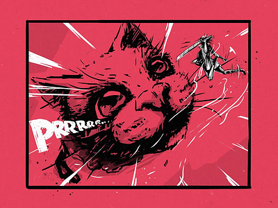 Attack on Kitten digital doodle illustration sketch