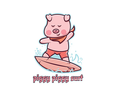 piggy piggy surf branding cartoon design icon illustration logo typography ui ux vector