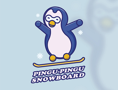 PINGU-PINGU SNOWBOARD branding cartoon design graphic design icon illustration logo mascot typography ui ux vector