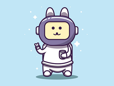 rabbit astronaut art branding cartoon design graphic design icon illustration logo mascot typography ui ux vector