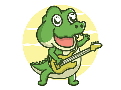 crocodile palying guitar bass