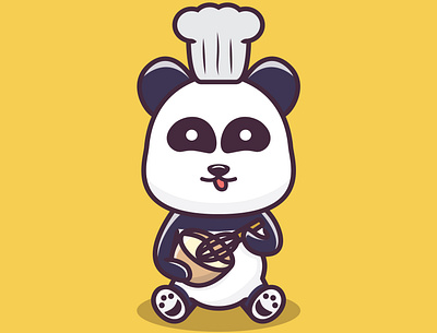 panda cooking branding cartoon design icon illustration logo mascot typography ui ux vector
