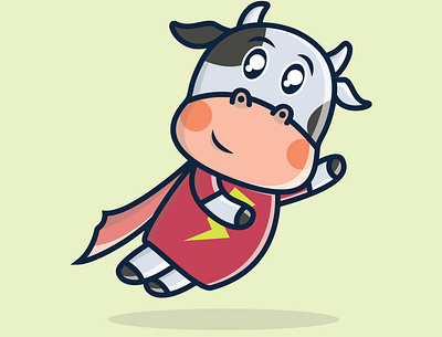 cute super cow branding cartoon design icon illustration logo mascot typography ui ux vector