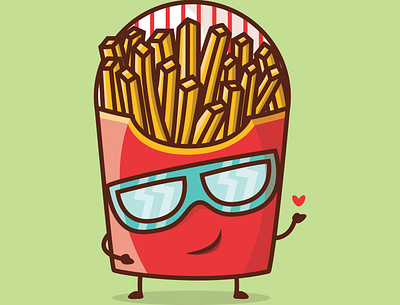 cute logo frince fries mascot cartoon character branding cartoon character design icon illustration logo mascot typography vector