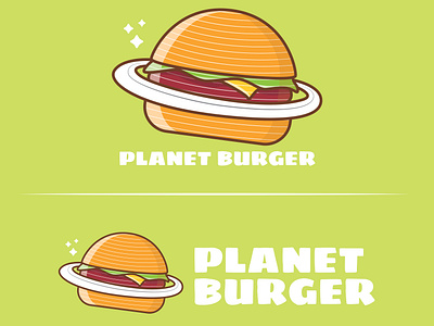 cute logo planet burger mascot cartoon character