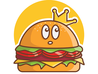 cute logo burger king mascot cartoon character branding cartoon design icon illustration logo typography ui ux vector