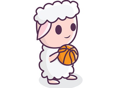 cute goat playing basket branding cartoon character design icon illustration logo mascot typography ui ux vector