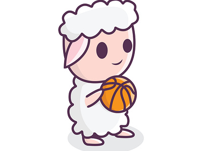 cute goat playing basket