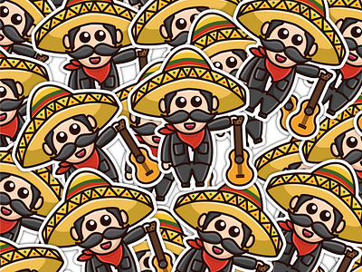 cute mexico music mascot logo character