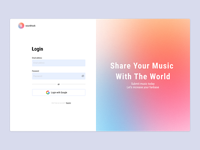 Music Promotion: Login Page design ui