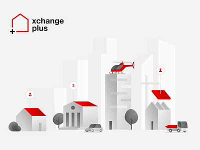 xChangePlus SaaS-platform clean flat graphic design hous illustration parallax plus real estate red redis saas ui