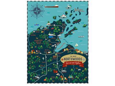 THE GREAT NORTHWOODS Map design graphic design illustration map poster